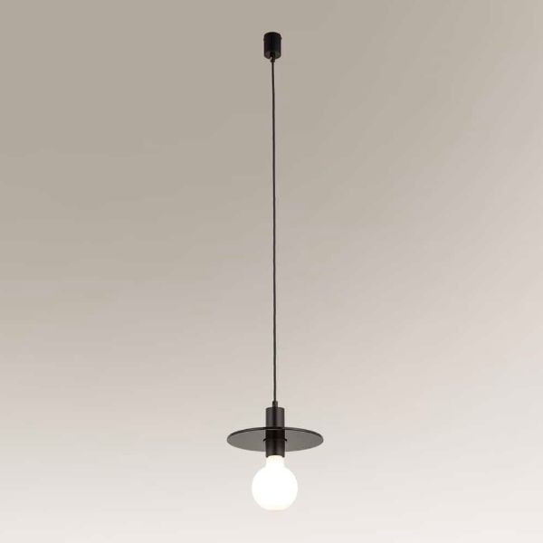 Wisząca lampa Ikeda w kolorze czarnym o metalowym, dyskowatym kształcie