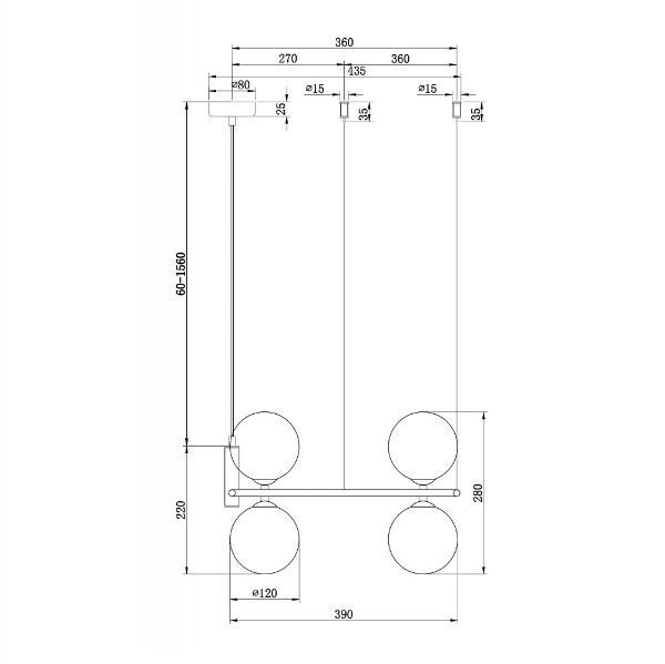 Nowoczesna wisząca lampa Ring 4 w kształcie okręgu z kulami w odcieniu złotego mosiądzu