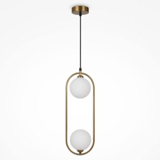 Pionowa wisząca lampa Ring z dwiema szklanymi kulami