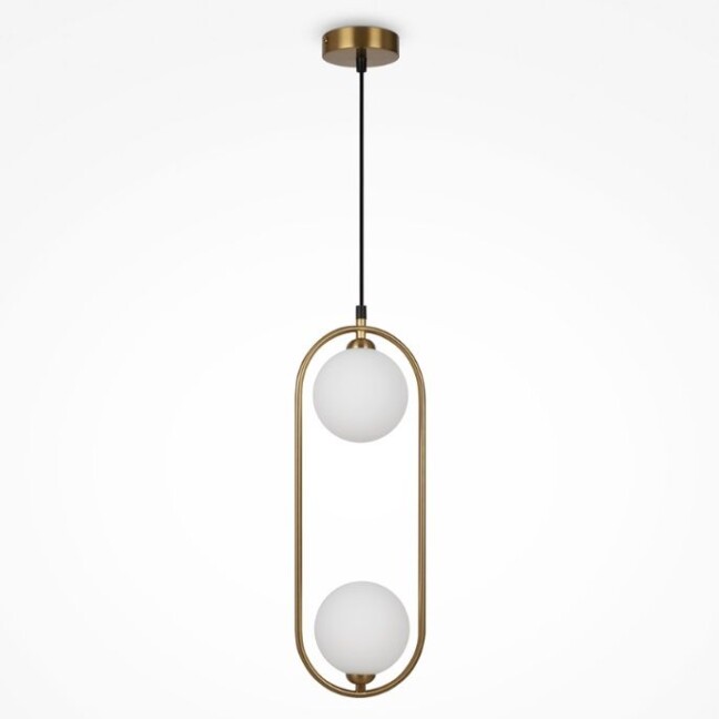 Pionowa wisząca lampa Ring z dwiema szklanymi kulami