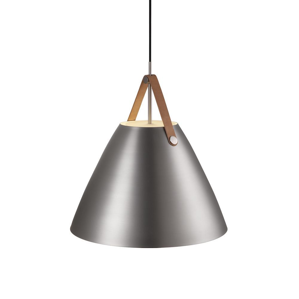 Wyprzedaż! Srebrna lampa wisząca Strap 48 od DFTP z dużym kloszem