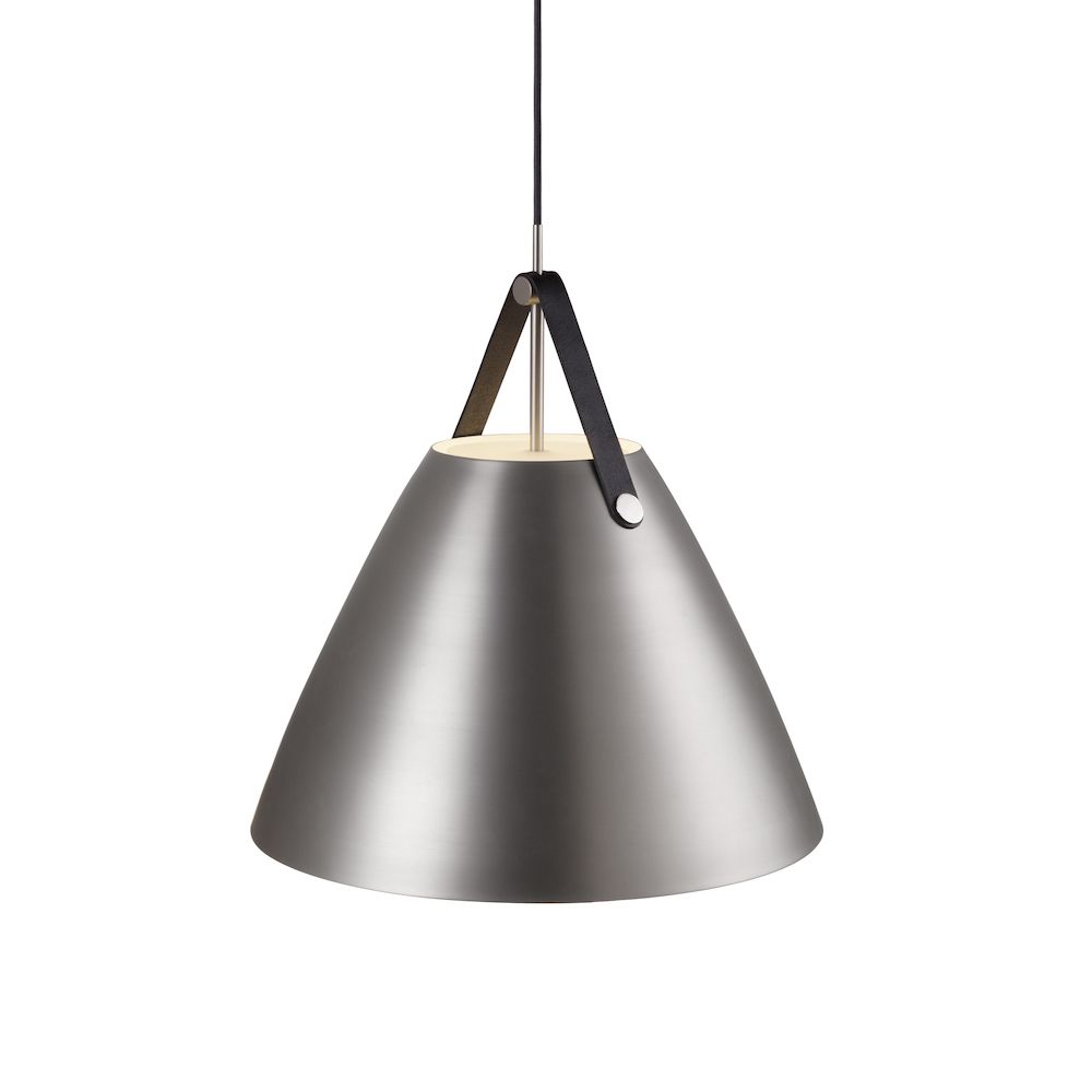 Wyprzedaż! Srebrna lampa wisząca Strap 48 od DFTP z dużym kloszem