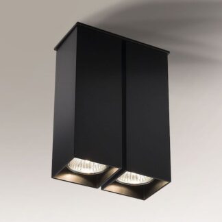 Czarna podwójna lampa sufitowa spot Toda