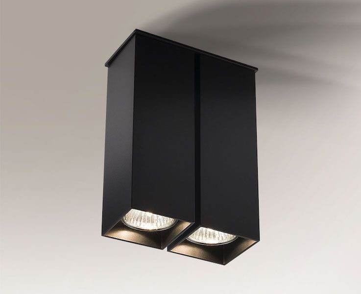 Czarna podwójna lampa sufitowa spot Toda