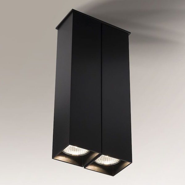 Czarny podwójny downlight Toda