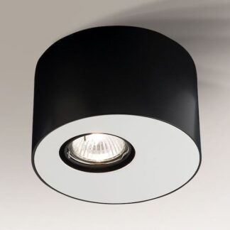 Elegancka czarno-biała lampa sufitowa typu tuba Toki