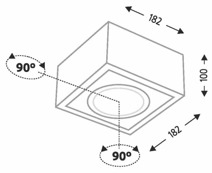 Czarny spot Uto w kształcie kwadratu