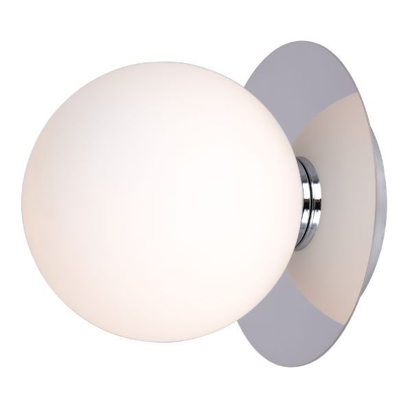 Srebrny kinkiet Cape Town z kulistym, szklanym kloszem