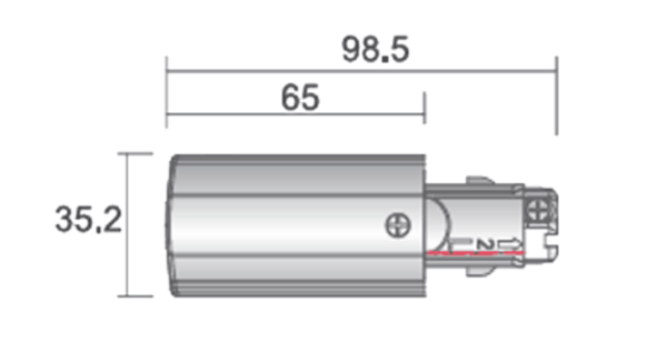 Końcowy zasilacz Profile Shilo w kolorze czarnym, prawostronny
