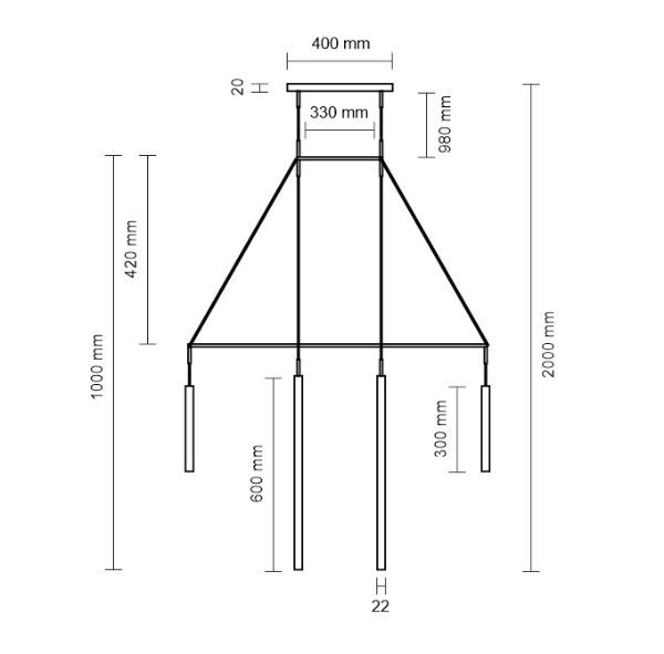 Czarna, duża lampa wisząca Alha H Dohar
