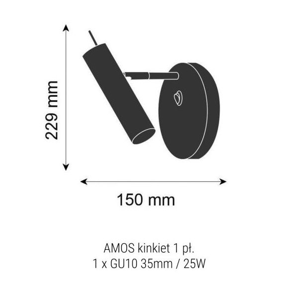 Biały kinkiet Amos ze złotym kloszem