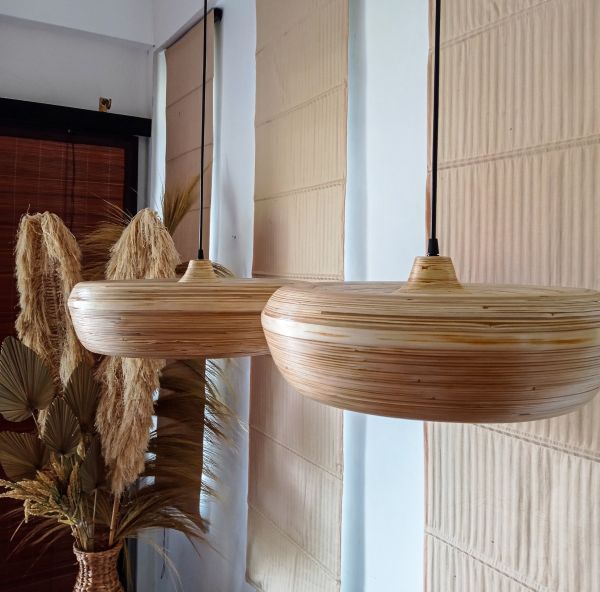 Naturalna wisząca lampa bambusowa Wafa L
