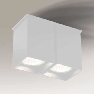 Biała kwadratowa lampa sufitowa Toda z podwójnym źródłem światła