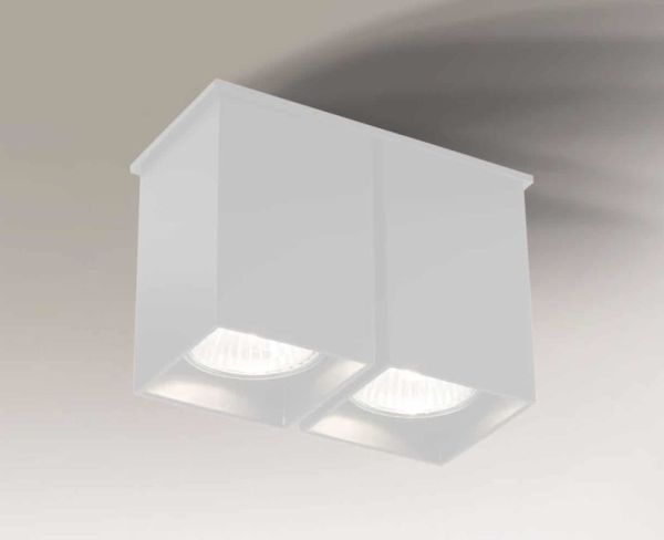 Biała kwadratowa lampa sufitowa Toda z podwójnym źródłem światła