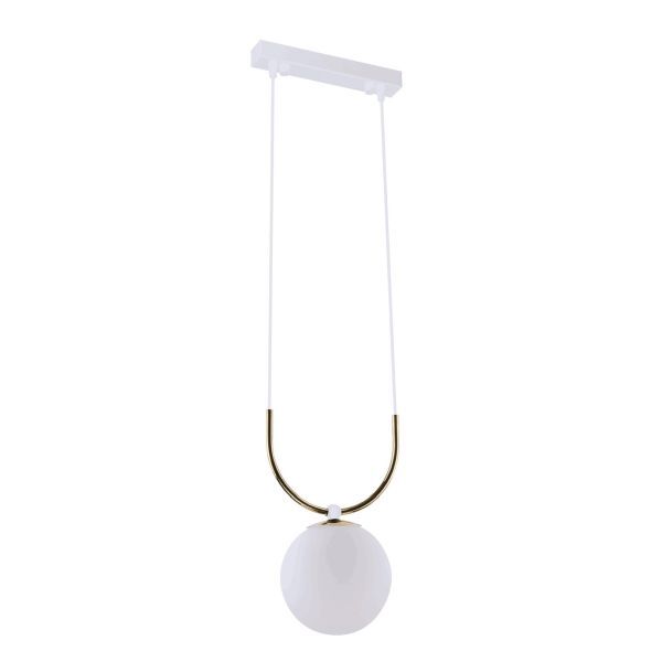 Biała lampa wisząca Balos z szklanym kloszem