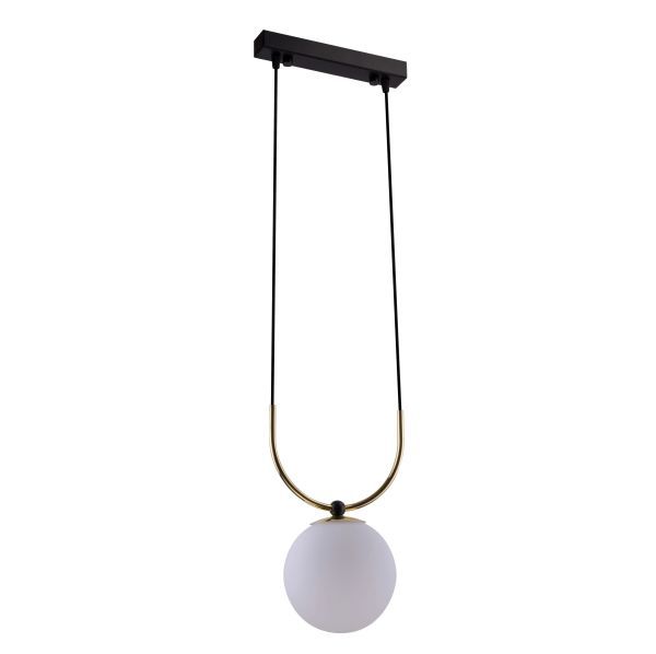 Czarna lampa wisząca Balos z szklanym kloszem