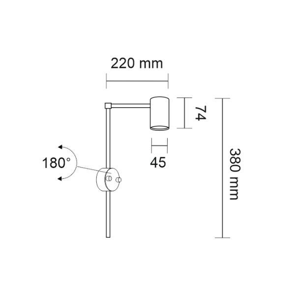 Nowoczesny, regulowany kinkiet Dakata w kolorze czarnym