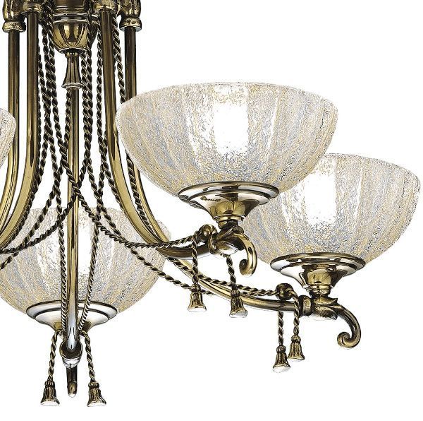 Okazały mosiężny żyrandol Granada w patynowym, lśniącym wykończeniu