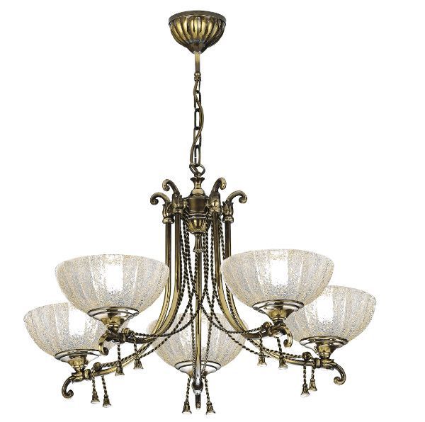 Okazały mosiężny żyrandol Granada w patynowym, lśniącym wykończeniu