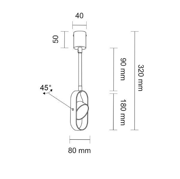 Czarna, regulowana lampa sufitowa Furoku w kompaktowym rozmiarze