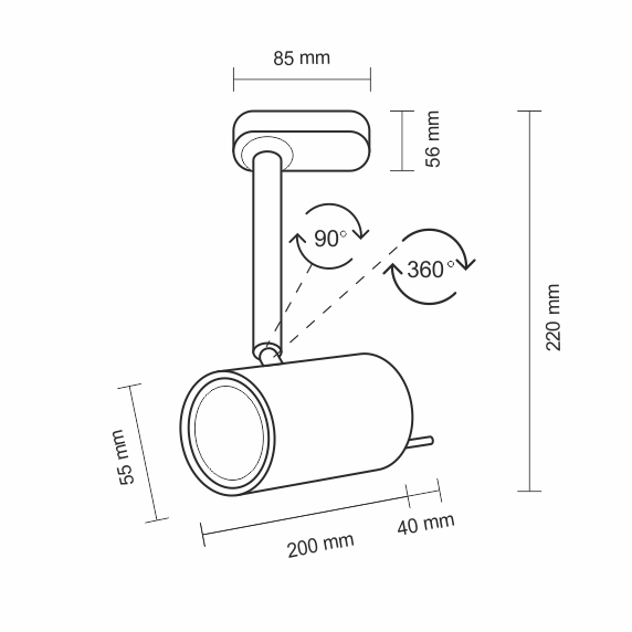 Czarny reflektor sufitowy Fussa, Profile Shilo