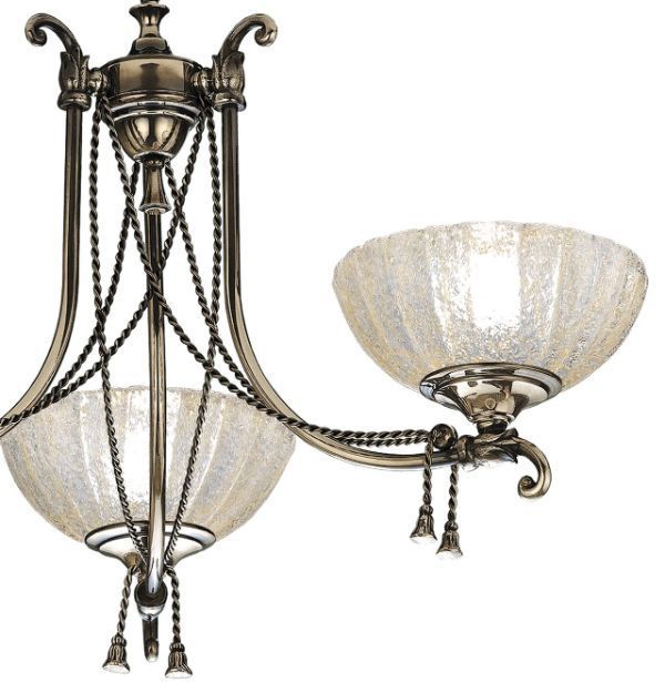 Żyrandol Granada w kolorze patyny z mosiężnym połyskiem, trzy punktowe oświetlenie