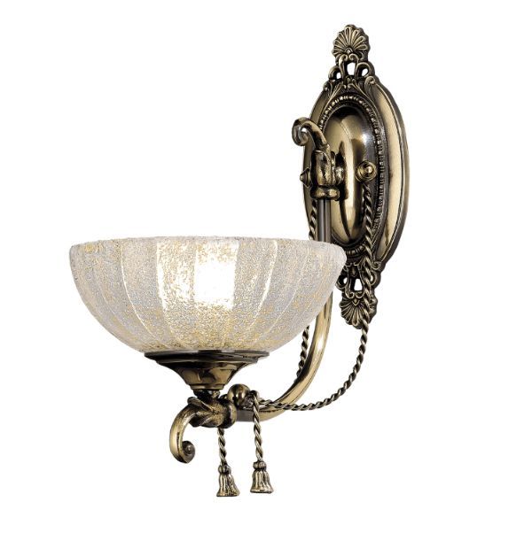 Klasyczny kinkiet Granada z patynowanym wykończeniem i szklanym kloszem