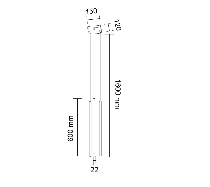 Potrójna wisząca lampa Kosame w kolorze czarnym