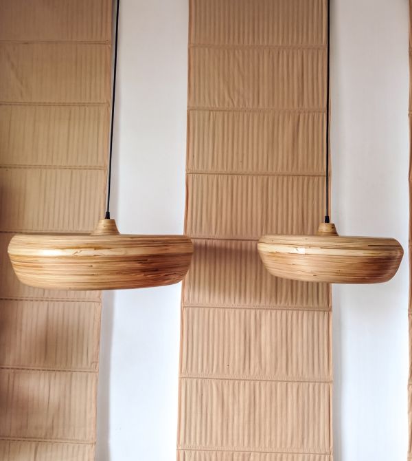 Naturalna wisząca lampa bambusowa Wafa L