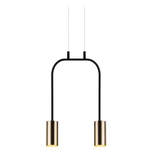 Lampa wisząca Vai o szerokim łuku w czarno-złotej kolorystyce