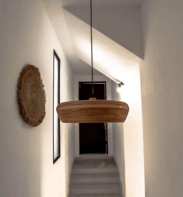 Naturalna wisząca lampa bambusowa Wafa L
