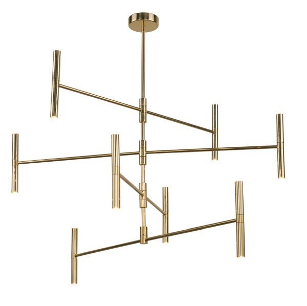 Nowoczesny złoty żyrandol Livi z regulowanymi ramionami