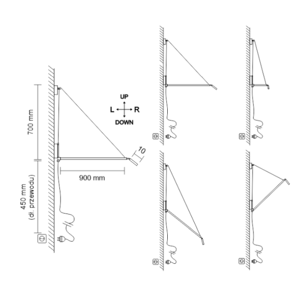 OUTLET: Czarny kinkiet Nurh Dohar z regulacją