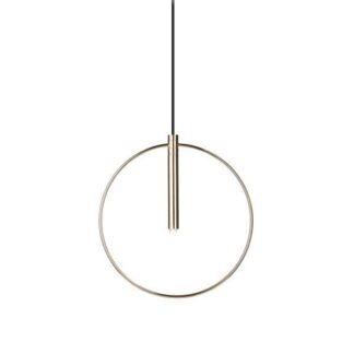 Złota, wisząca lampa o okrągłym kształcie Faro