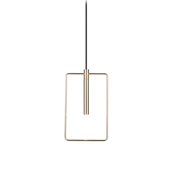 Złota lampa wisząca Faro o prostokątnym kształcie