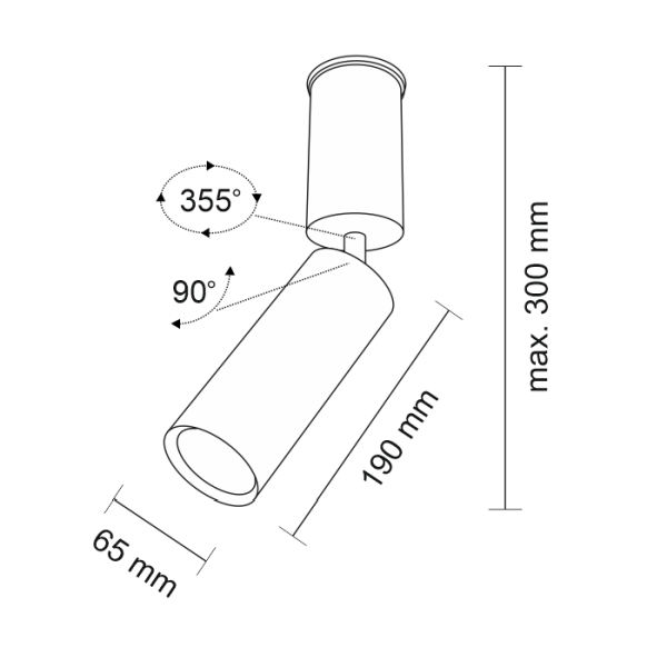Czarny reflektorek Shima z możliwością regulacji
