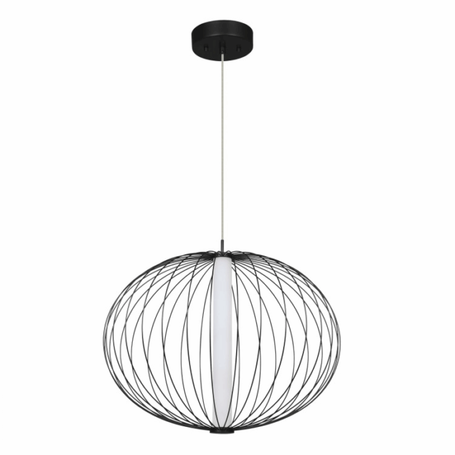 Ażurowa czarna lampa wisząca Treviso o średnicy 40 cm z tubą LED i regulacją barwy światła CCT