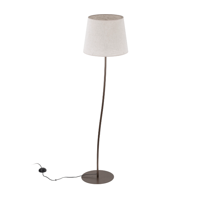 Elegancka stojąca lampa Nicola w odcieniach beżu i brązu