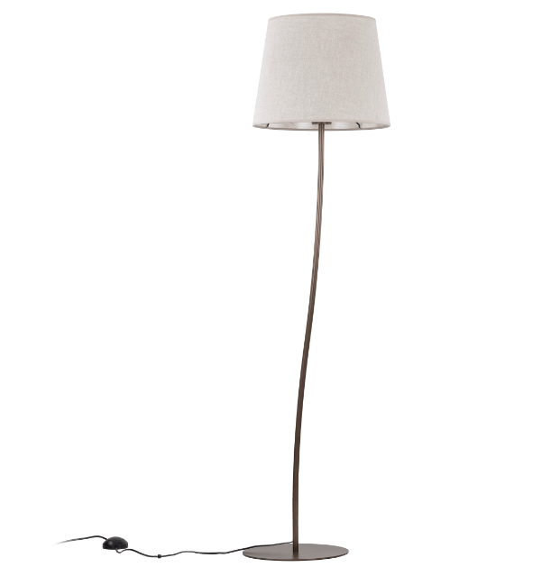 Elegancka stojąca lampa Nicola w odcieniach beżu i brązu