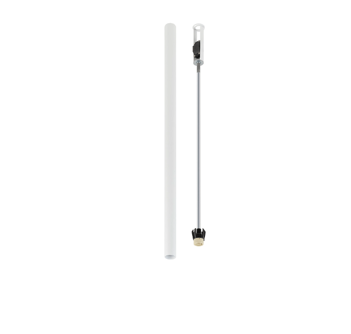 Biała lampa rurowa Fourty M o wysokości 75 cm