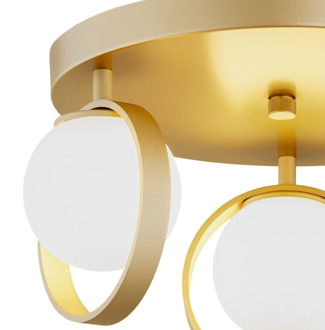 Dekoracyjny plafon sufitowy Saturnia w złotym kolorze z białymi kulami