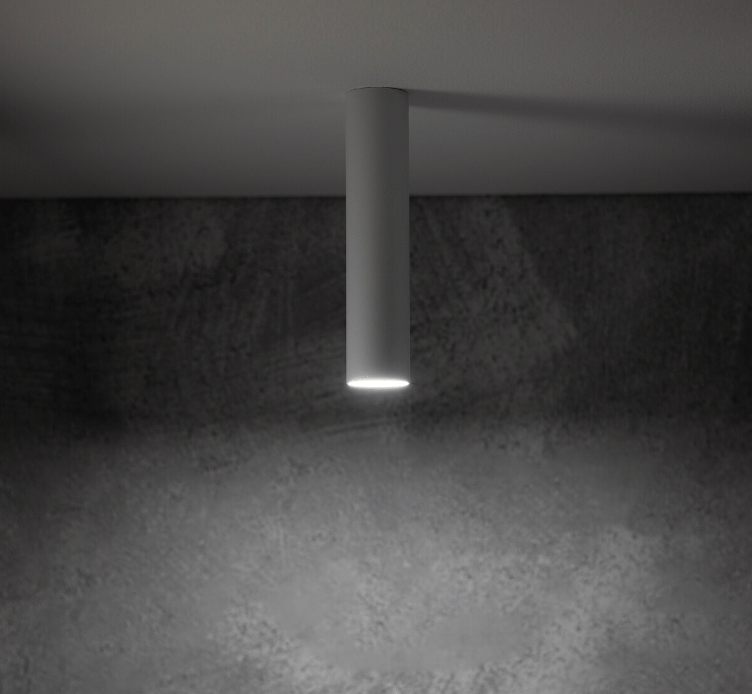 Biały downlight Fourty S w formie tuby o wysokości 18,5 cm