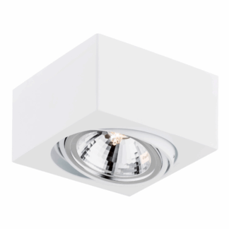 Kwadratowy spot Rodos w białym kolorze z regulowanym oczkiem