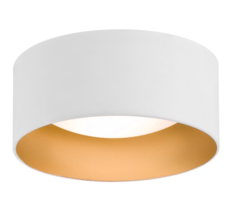 Biały sufitowy plafon Mohito z wnętrzem w złotym odcieniu