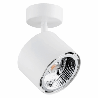 Biały reflektor halogenowy Clevland z regulacją, kompatybilny z żarówkami GU10 LED AR111