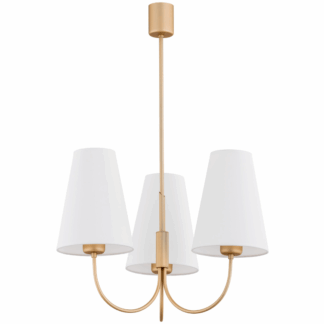 Biały żyrandol Safiano ze złotymi trzema ramionami