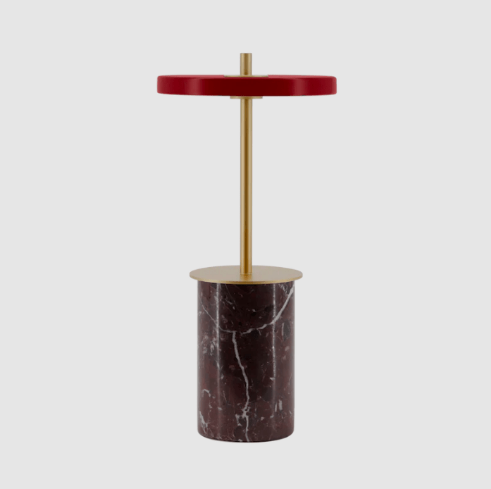 Mobilna czerwona lampa stołowa Asteria Move Mini z możliwością ładowania przez USB