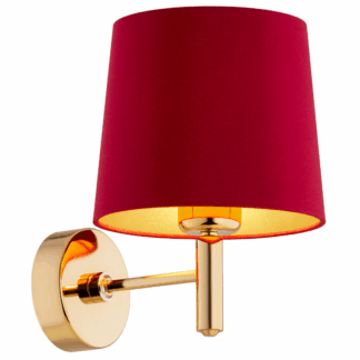 Elegancki kinkiet Ponte w odcieniu bordowym ze stylową złotą podstawą