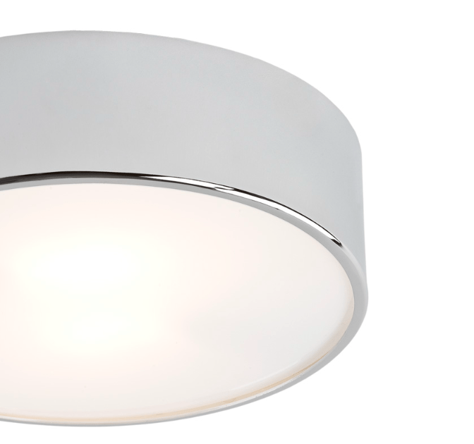 Chromowany plafon łazienkowy Darling o średnicy 35 cm z hartowanego szkła