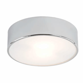 Chromowany plafon łazienkowy Darling o średnicy 35 cm z hartowanego szkła